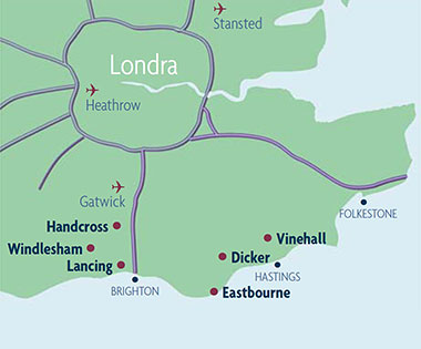 mappa dei college Bede's in Inghilterra, Sussex